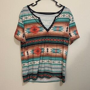 Aztec Print V-Neck Women's Top